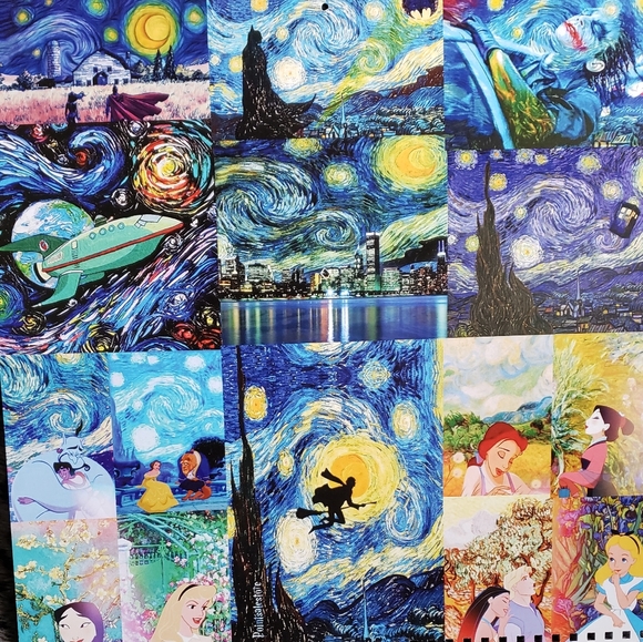 Van Gogh Pop Culture Parody Wall Art Disney Comics Collage Poster - Picture 3 of 13